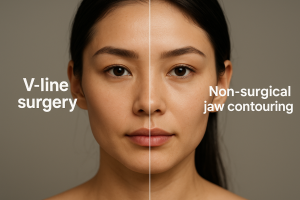 V-line surgery vs non-surgical jaw contouring