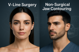 V-line surgery vs non-surgical jaw contouring