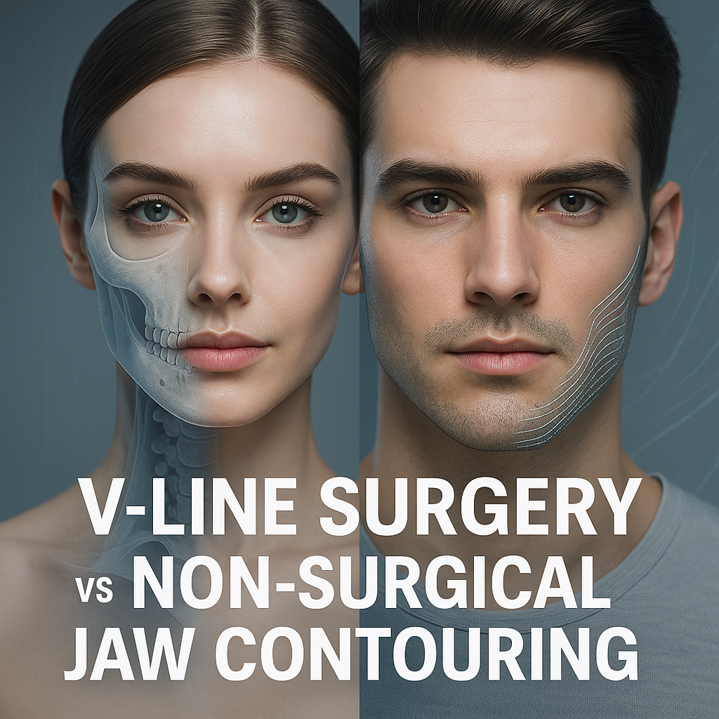 V-line surgery vs non-surgical jaw contouring