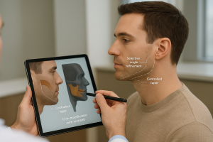 Surgical technique adaptations for masculine jaw contouring